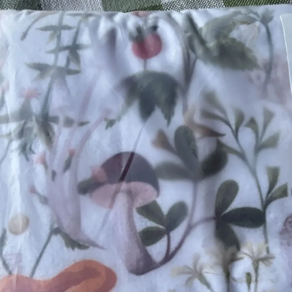 Soft Polyester kitchen tea towels-2 Mushroom Floral Print White/Multicolor 23x15